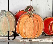 Load image into Gallery viewer, 8x10 stand or hang solid pumpkin wood cutout blocks