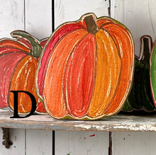 Load image into Gallery viewer, 11x14 NEW stand or hang solid pumpkin wood cutout blocks