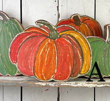 Load image into Gallery viewer, 11x14 NEW stand or hang solid pumpkin wood cutout blocks