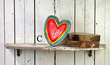 Load image into Gallery viewer, 8x11 multi-colored stand or hang wood heart cutout blocks