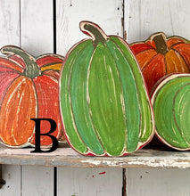 Load image into Gallery viewer, 11x14 NEW stand or hang solid pumpkin wood cutout blocks