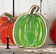 Load image into Gallery viewer, 8x10 stand or hang solid pumpkin wood cutout blocks
