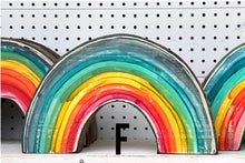 Load image into Gallery viewer, 8.5”x14” Stand alone - wood rainbow cutout blocks