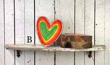 Load image into Gallery viewer, 8x11 multi-colored stand or hang wood heart cutout blocks