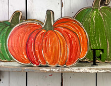 Load image into Gallery viewer, 11x14 NEW stand or hang solid pumpkin wood cutout blocks