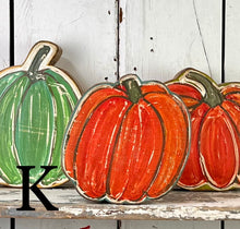 Load image into Gallery viewer, 8x10 stand or hang solid pumpkin wood cutout blocks