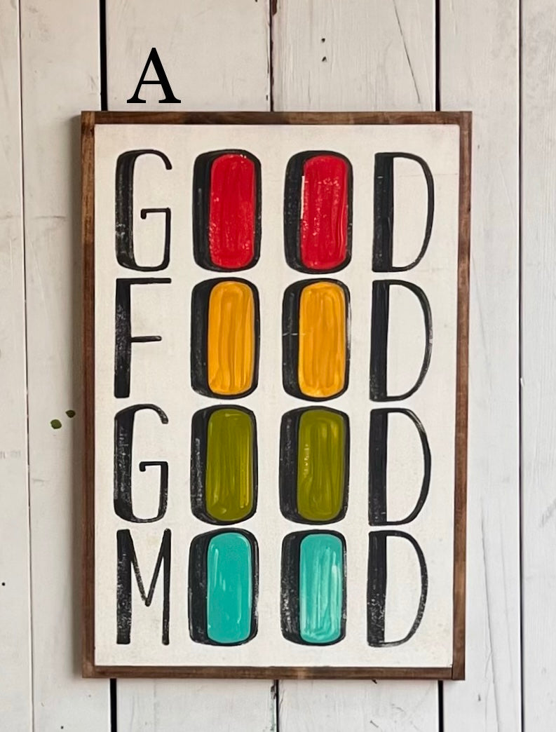 17x25 “Good Food Good Mood” Hand-Painted Sign
