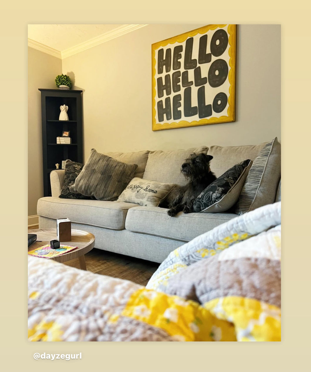 25x25 “HELLO HELLO HELLO” Hand-Painted Sign