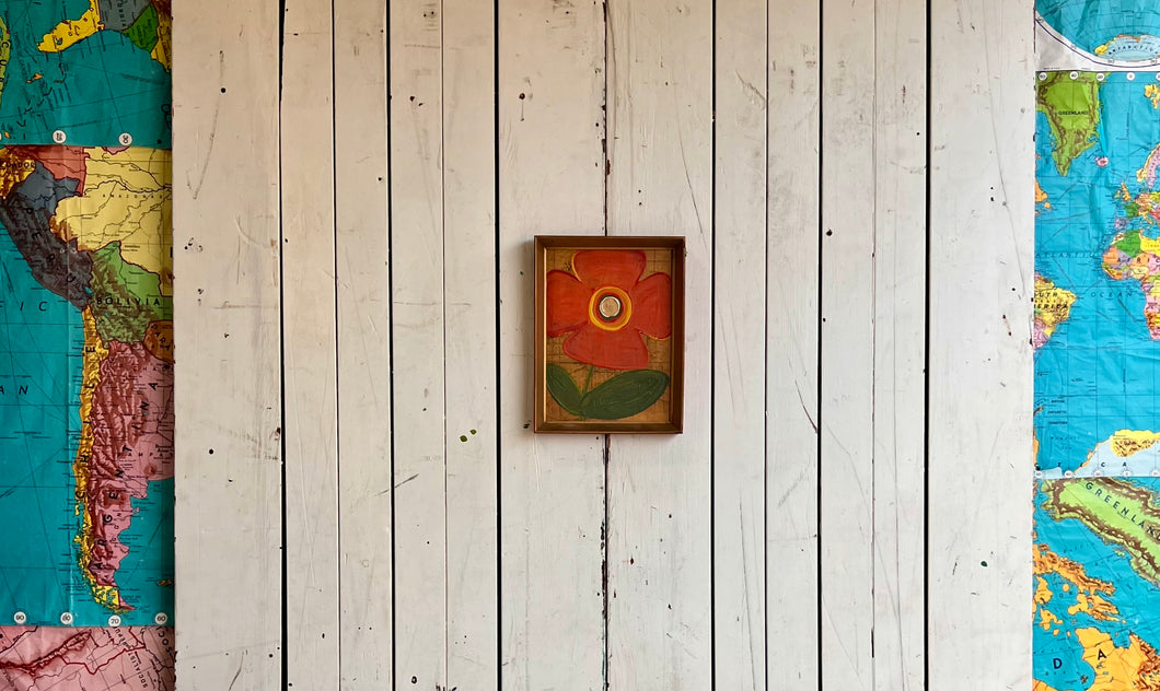 10x13 NEW! Hand-Painted Flower in a reclaimed wooden frame