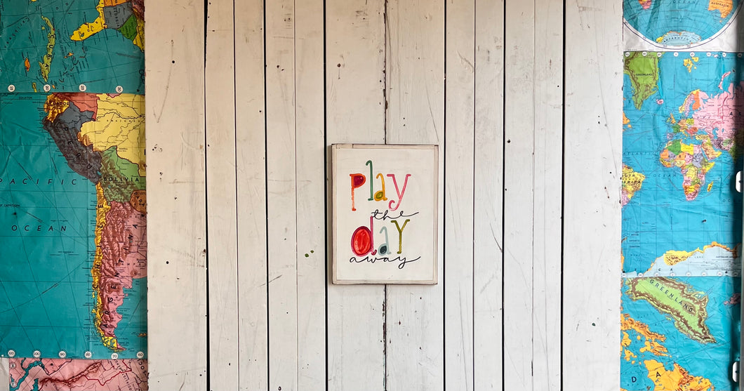13x17 “CLEARANCE “play the day away” Hand-Painted Sign