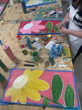Load image into Gallery viewer, IN-PERSON 13x27 handpainted daisy class on March 31, 6PM

