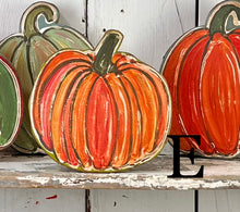 Load image into Gallery viewer, 8x10 stand or hang solid pumpkin wood cutout blocks
