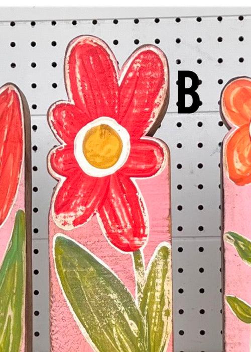 4x12 stand alone scalloped - wood flower cutout blocks