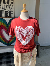 Load image into Gallery viewer, Burgandy Little Red Porch classic heart T-shirt
