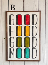 Load image into Gallery viewer, 17x25 “Good Food Good Mood” Hand-Painted Sign
