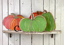 Load image into Gallery viewer, 11x14 NEW stand or hang solid pumpkin wood cutout blocks
