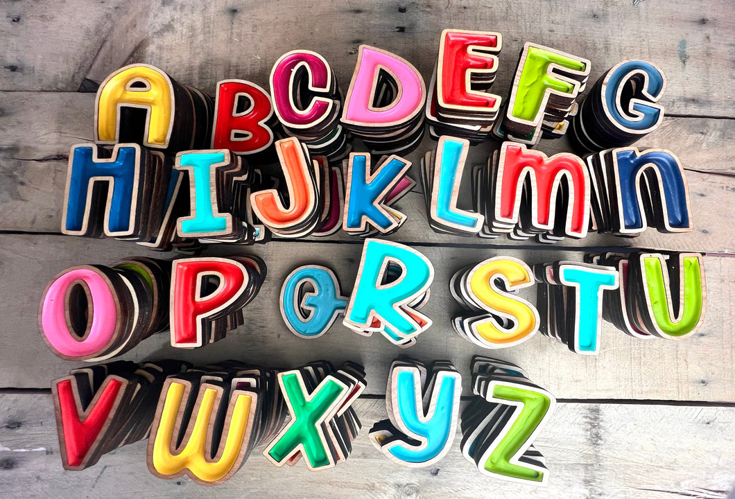 NEW! 2” A-H Colorful Laser Cut Letters