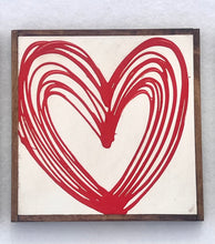 Load image into Gallery viewer, 13x13 valentine heart Hand-Painted Sign
