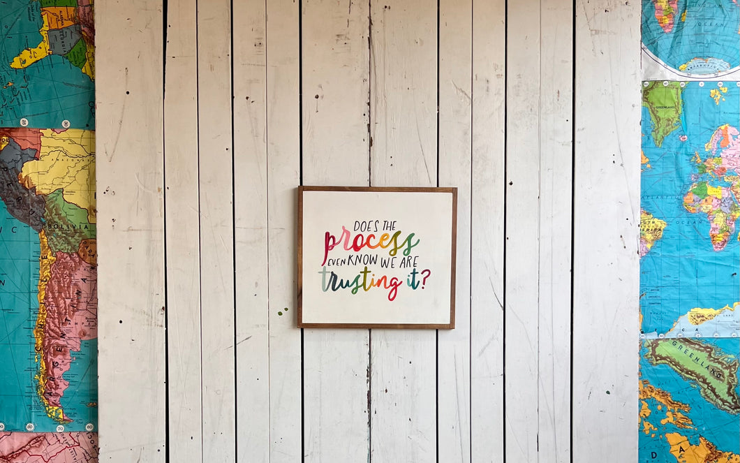 15x17 NEW “does the process even know we are trusting it?” hand-painted sign