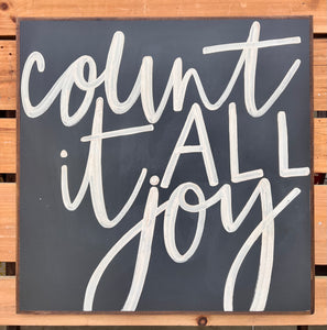 37x37 Count It All Joy Hand-Painted Sign