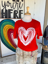 Load image into Gallery viewer, Bright Red  Little Red Porch classic heart T-shirt
