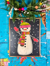 Load image into Gallery viewer, NEW snowy snowman Hand-Painted Sign
