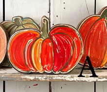 Load image into Gallery viewer, 8x10 stand or hang solid pumpkin wood cutout blocks
