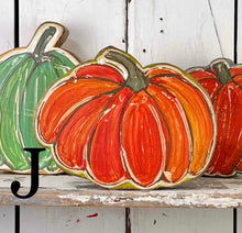 Load image into Gallery viewer, 8x10 stand or hang solid pumpkin wood cutout blocks
