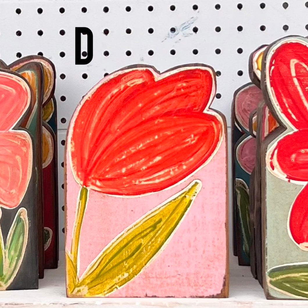 6.5x9 stand alone scalloped - wood flower cutout blocks