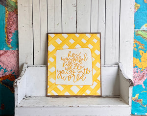 27x31 NEW “How Wonderful Life Is…” Hand-Painted Sign
