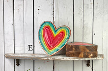 Load image into Gallery viewer, 8x11 multi-colored stand or hang wood heart cutout blocks
