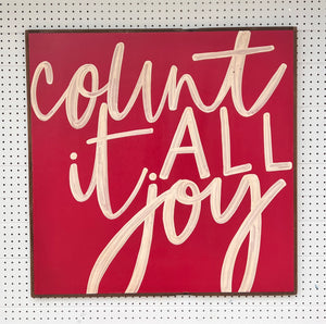 CLEARANCE 37x37 Count It All Joy Hand-Painted Sign