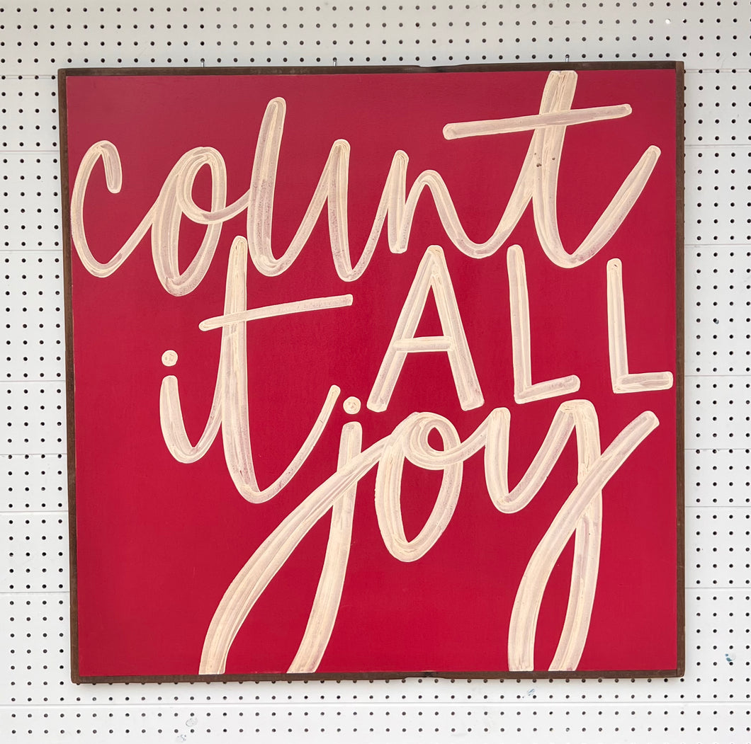CLEARANCE 37x37 Count It All Joy Hand-Painted Sign