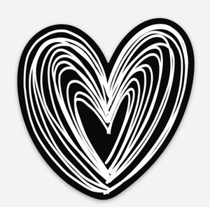 Black & White Heart Vinyl Sticker
