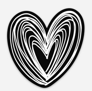 LARGE Black & White Heart Vinyl Sticker