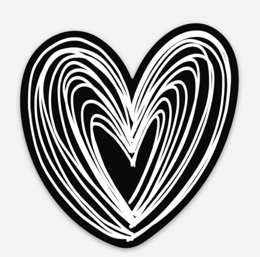 LARGE Black & White Heart Vinyl Sticker